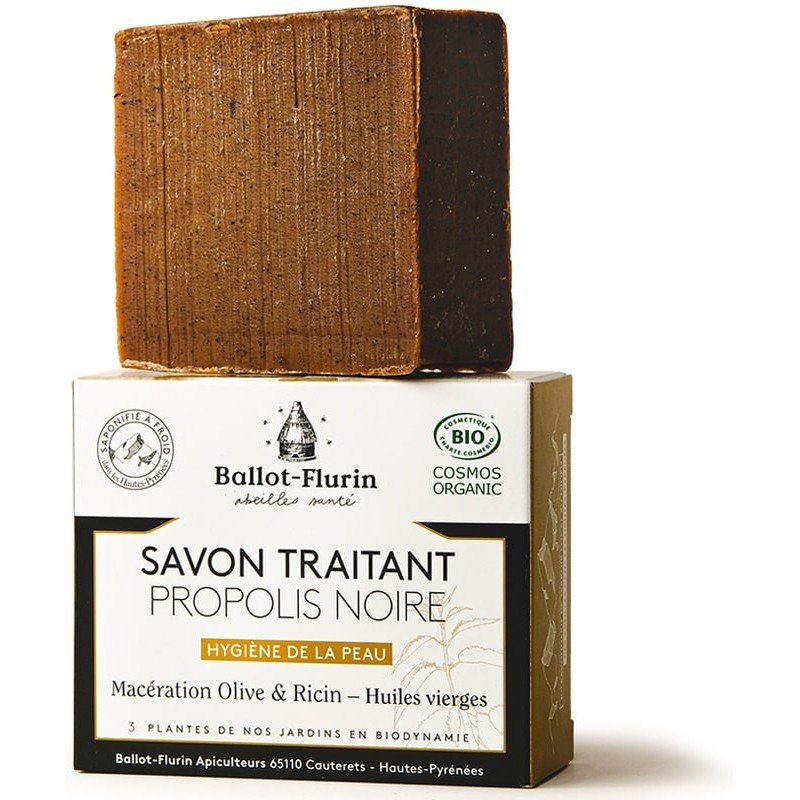 Savon Traitant Bio à la Propolis noire - Macération Olive & Ricin - Huiles Vierges