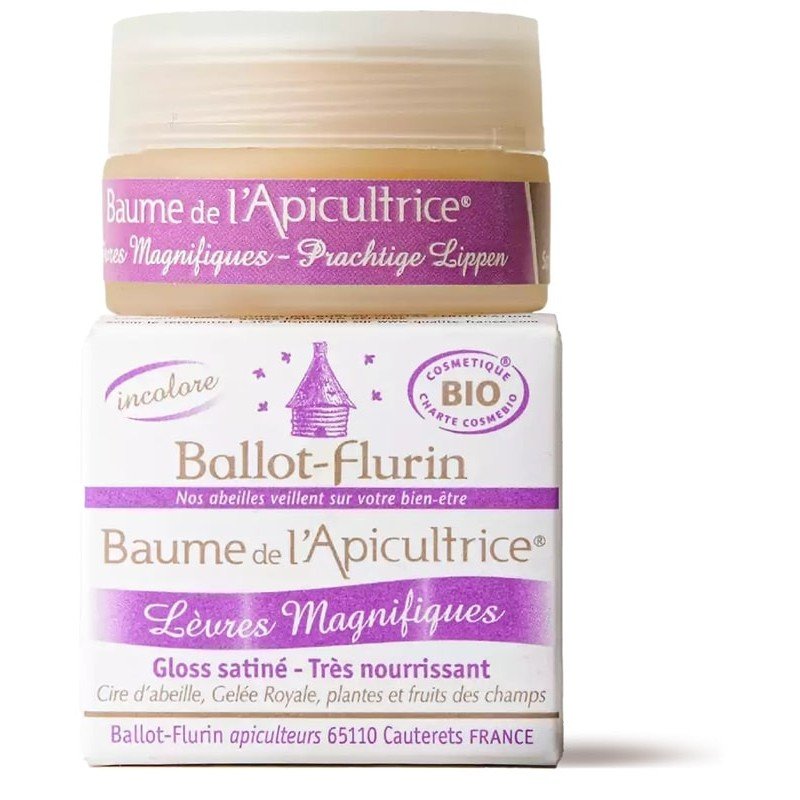 Baume de l'Apicultrice® Lèvres Magnifiques - Effet gloss satiné - À la cire d'abeille et miel