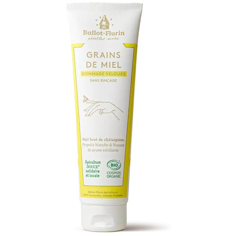 Exfoliante de granos de miel orgánica para una piel tersa, flexible, radiante y suave