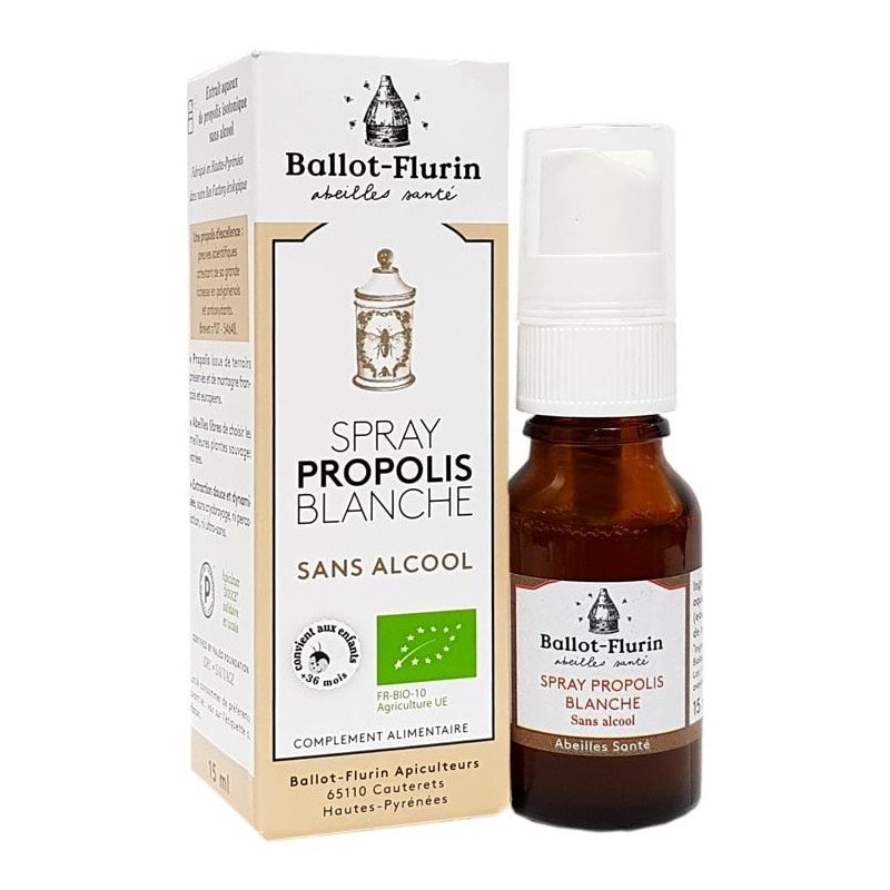 Spray à la Propolis Blanche Française BIO Sans Alcool - BALLOT-FLURIN